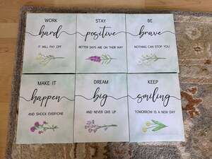 Set of 6  Inspirational Quote Stretched Canvas Wall Art